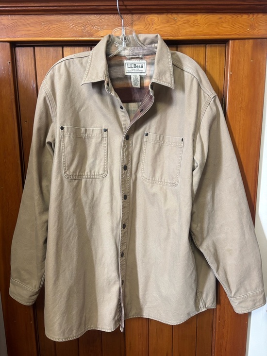 L.L. Bean Other - L.L.Bean Tan Canvas snap button Jacket